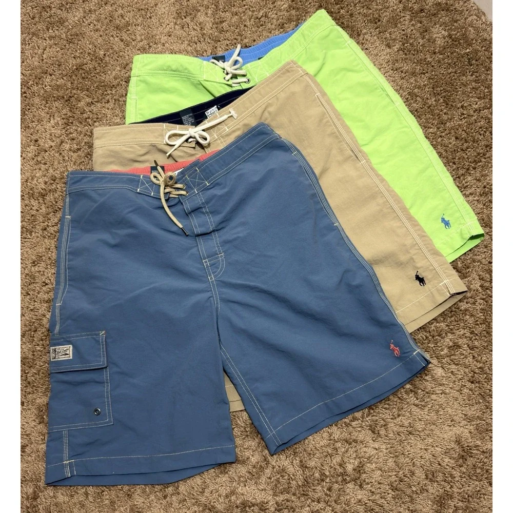 3 Vintage Polo RL Swim Trunks Men's Size Medium  Board Shorts M (lining Cut N 1)